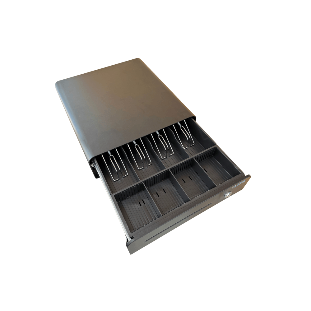 ลิ้นชักเก็บเงิน EASYPRINT รุ่น CD-335 สีดำ 4 ช่องธนบัตรขนาดใหญ่ 4 ช่องเหรียญ RJ11 12/24V_4